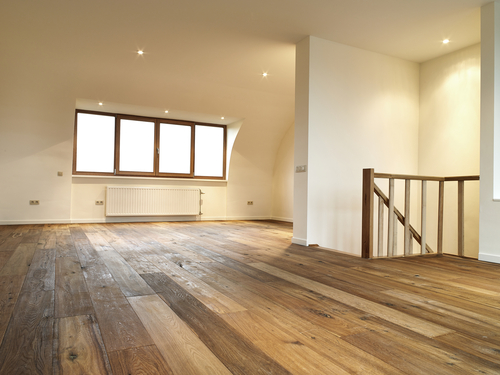 Hamilton wooden floor of the modern interior home, with a path for windows